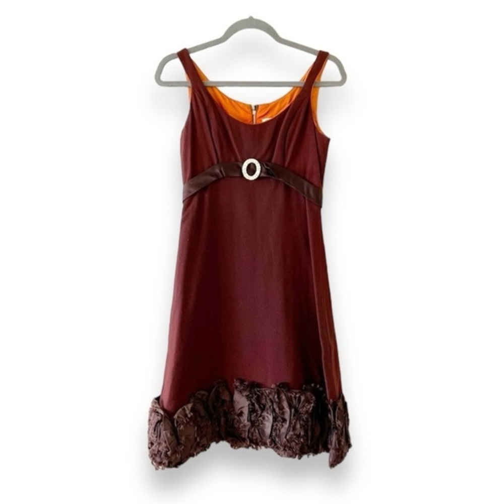 Tee-ca‎ Vintage 1960s Party Dress Size 6 Grosgrain Belt with Brooch Betty Draper